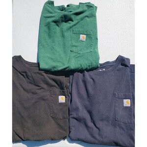 Carhartt Pocket Tee Men 3XL Loose Fit Work Shirt Lot Of 3 Green, Navy, Blk Read